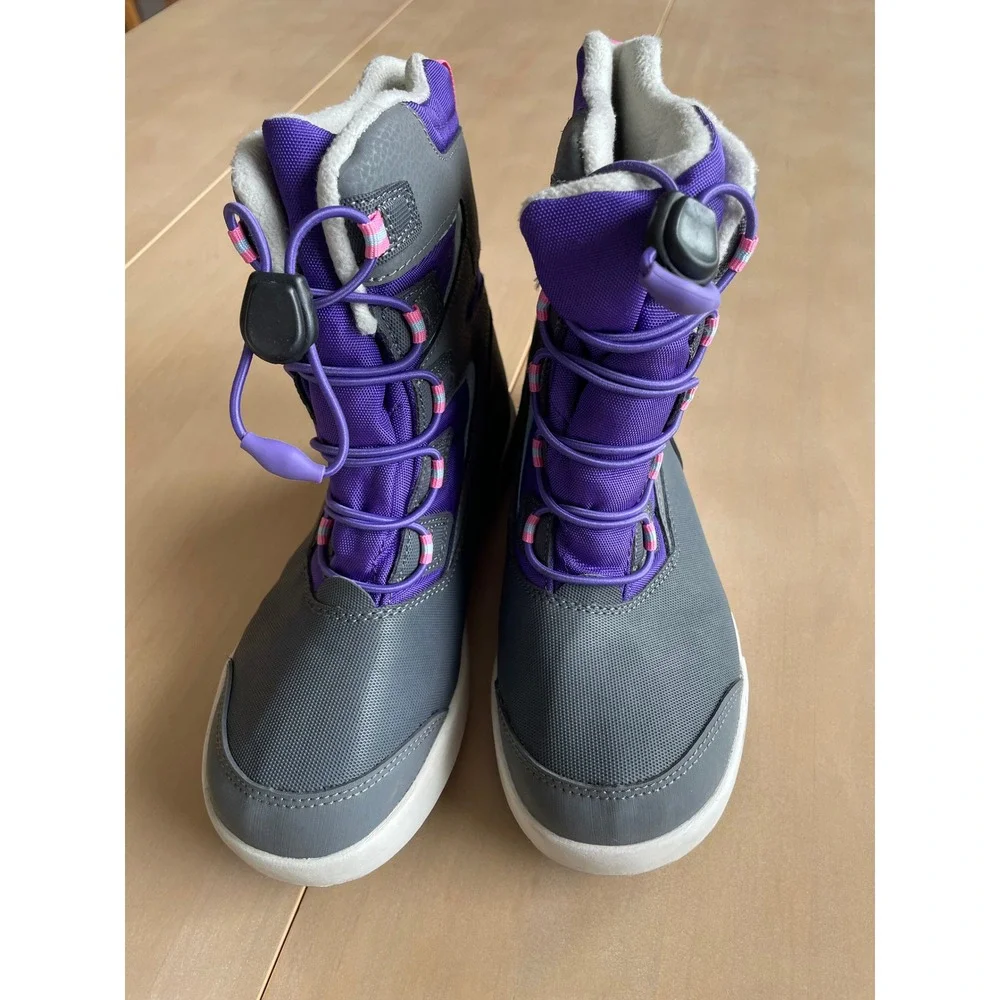 Merrell Snow Bank Waterproof Insulated Winter Boots Gray Purple Kid's US 5